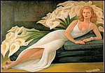 una donna con un elegante vestito bianco sdraiata