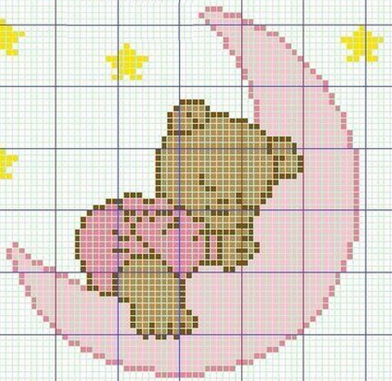 SCHEMA PUNTO CROCE- Quadro nascita per bambine