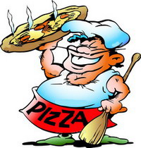 la caricatura di un pizzaiolo