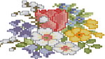 un mazzo di fiori colorati realizzati in punto croce